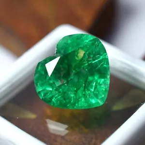 9.60 Ct Natural Emerald Green Heart Cut CERTIFIED Loose Gemstone - Picture 1 of 12