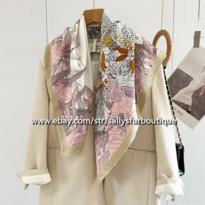Sallys Boutique 14 Momme Twill Silk Wrap Scarf Bags Print Square Shawl 90cm - Image 1 of 4