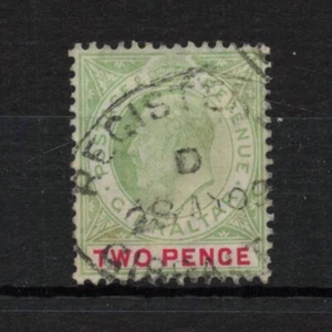 GIBRALTAR 1904-1908 SG58 KEVII Definitive 2d grey-green and carmine USED - Picture 1 of 2