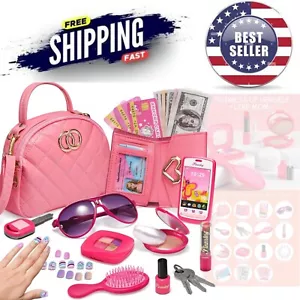 Charming Pink Pretend Play Purse for Little Girls with Fun Accessories Inside - Picture 1 of 10