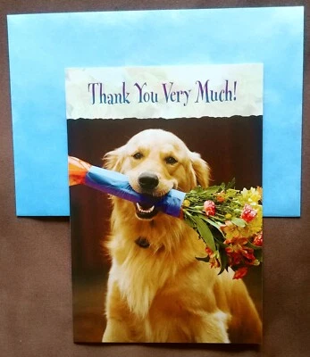 "Doggie Bouquet", (1) Leanin Tree Thank You Greeting Card, New With (1) Envelope - Image 1 of 4