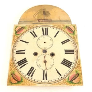Esfera de reloj de caja alta de 18-3/4 pulgadas por 13 in. Antiguo metal pintado - DT1354 - Imagen 1 de 4