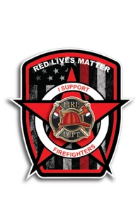 Red Lives Matter American Flag Firefighter Decal Sticker Thin Red Line USA Flag  - Picture 1 of 4