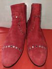 SHOE STUDIO  RED SUEDE STUDDED LADIES BOOTIES SIZE 37 STUNNING AS NEW