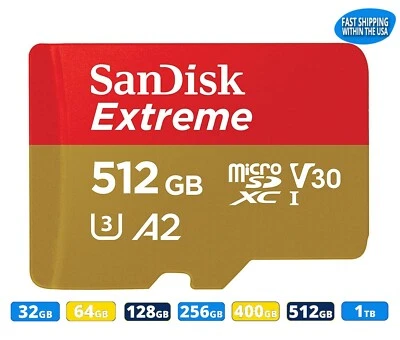 Sandisk Extreme Micro SD Memory Card 32GB 64GB 128GB 256GB 512GB 1TB - Image 1 of 4