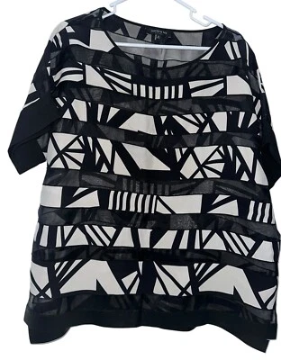 Blusa Camisa LAFAYETTE 148 Cuero Recortado Seda Top Mujer Talla M Estampado Negro Foto 1 de 4