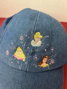 PRINCESS Girls Baseball Cap Hat Disney Store Size M Adjustable Denim - Picture 1 of 5