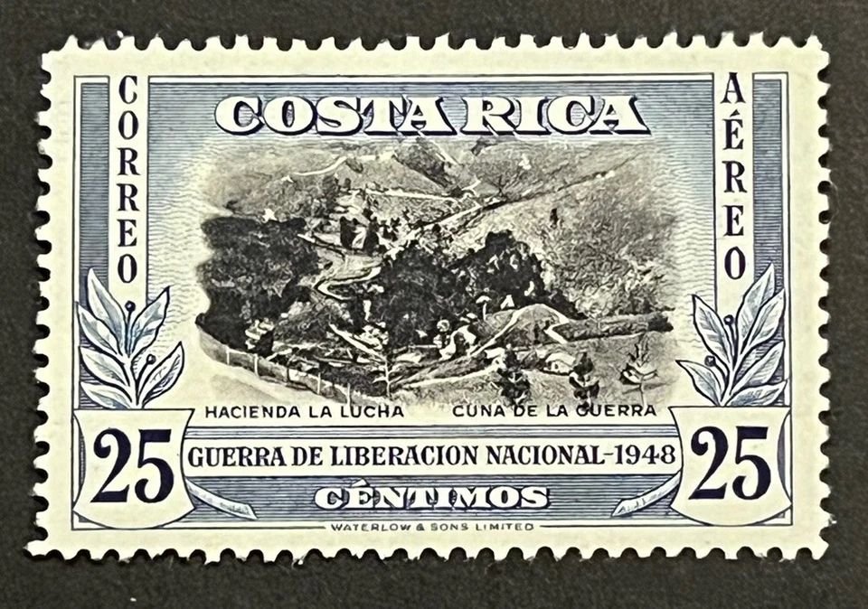 Sellos de viaje: Sellos de liberación de Costa Rica - 25 Céntimos MNH OG Hacienda La Lucha Foto 1 de 4