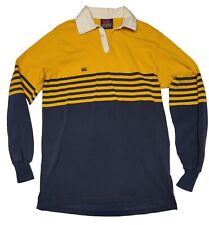 Men's Canterbury of New Zealand Rugby Yellow Blue Striped Long-Sleeve Shirt XL 