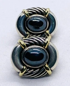David Yurman Renaissance Kabel Hämatit Ohrringe Sterlingsilber 14 Karat Gold - Bild 1 von 7