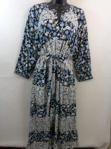 Lane Bryant Dress Women's 16 Blue White 3/4 Sleeve Front Pockets Belted New Tags - Picture 1 of 16
