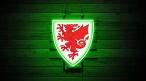 Letrero de neón de vidrio de Gales hecho a mano obras de arte visuales Copa Mundial luz nocturna 20"x16" - Imagen 1 de 19