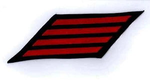 USCG SERVICE HASHMARKS - 16 YEARS SERVICE RED ON BLUE MATERIAL - Picture 1 of 1