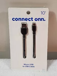 Connect Onn 10 Ft Micro-USB to USB Cable *NEW* - Picture 1 of 2