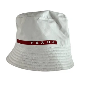 Kris Jenner's Prada Sport Kardashian Kloset Technical Fabric White Bucket Hat S - Picture 1 of 9