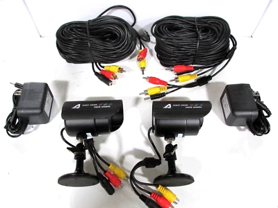 2x Wired  SurveillanceCameras + 2x 100FT Cables + 2x Power Supply - Image 1 of 4