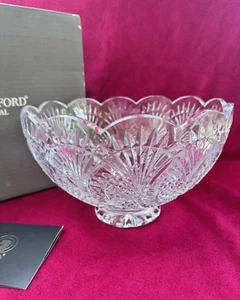 Waterford Lead Crystal Seahorse Scalloped Edge Large Footed 10" Bowl with Box - Picture 1 of 15