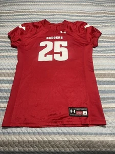 Under Armour Wisconsin Badgers Men’s NWOT Red #25 Football Jersey Size Large - Picture 1 of 7