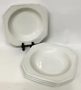 Lot of 4 MIKASA CONTINENTAL WHITE Stoneware 8.5" Octagon RIMMED SOUP BOWLS F3000 - Picture 1 of 1