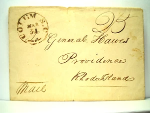 1820's Unlisted BROWN COLUM SC Ornament Stampless GENERAL HAWES Cover 25 RATE - Picture 1 of 2