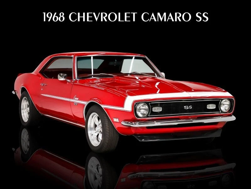 Chevrolet Camaro SS 1968 letrero de metal Lg. Tamaño, 12x16: Hot Rod clásico en rojo Foto 1 de 1