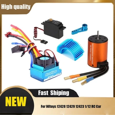 Brushless Motor ESC w/Steering Servo Arm For Wltoys 12428 12429 12423 1/12 RC FS - Image 1 of 4