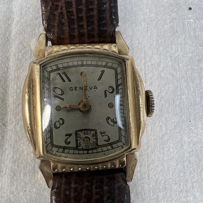 Vintage Geneve Watch 10K RGP Bezel Stretch Band Manual Wind 6 Jewel Parts - Image 1 of 4