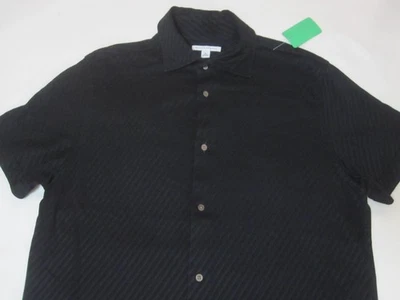 Banana Republic Diagonal Button-Down Short-Sleeve Dress Shirt (Black | XL) - Image 1 of 4