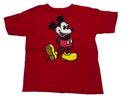 Disney Mickey Mouse "Pixel" Tee Boys T-Shirt Size S/6-7 Red 100% Cotton - Image 1 of 4