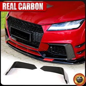 REAL CARBON Front Bumper Vent Fins Canard Splitter For Audi TT RS TTRS 8S 16-18 - Picture 1 of 18