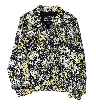 Carole маленькая женщина льняной цветочный куртка 3 X - черный/белый/желтый - Изображение 1 из 4