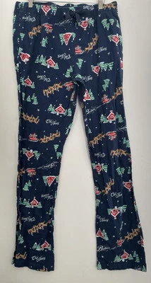 Old Navy 男式假日圣诞舒适法兰绒可调腰裤海军蓝 L 高 — 第 1/4 张图片