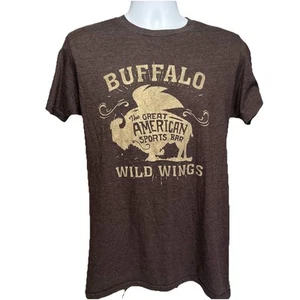 Buffalo Wild Wings Short Sleeve Shirt Brown Size Medium Old Design - Picture 1 of 6
