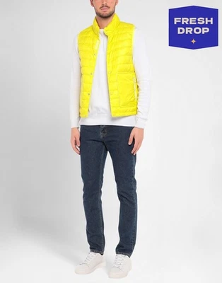 PVP €324 DUVETICA Chaleco de Plumón Mirach IT50 US40 L Amarillo Acolchado Logo Foto 1 de 4