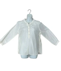 Abercrombie & Fitch cremefarbenes Baumwollhemd 3/4-Knopf Oberteil Bluse in Größe Medium - Bild 1 von 6