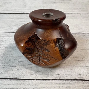 Vintage Manzanita BurlWood Bud Vase with Glass Insert Art Decor 3.25" Decor - Picture 1 of 7
