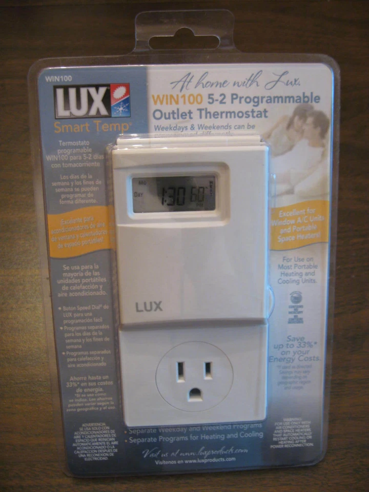 Lux WIN100 Heating Cooling Programmable 15a 120v Outlet Energy Star Thermostat  - Image 1 of 3