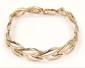 Vintage 9ct Yellow Gold Bracelet Beautiful Stylised Leaf Link Hallmarked 11.18g - Picture 1 of 11
