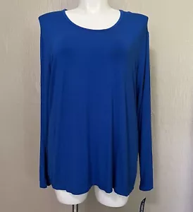 Cherokee Scrubs Long Sleeve Tee Underscrub Top Royal Blue Plus Size 2XL NWT 4881 - Picture 1 of 8