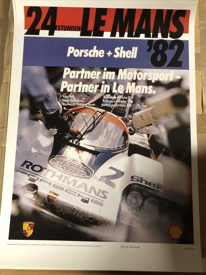 AWESOME Porsche Posters 24 STUNDEN Lemans RACE 1982 Porsche  Shell - Image 1 of 1