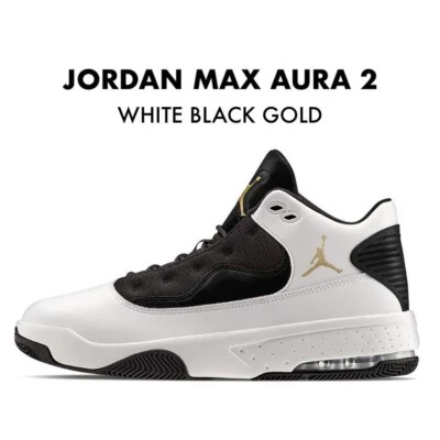 Jordan Max Aura 2 White Black Gold Mens Athletic Basketball Shoe Sneakers 13 - Image 1 of 4