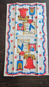 Vintage 1976 Bicentennial Pure Linen Tea Towel Parisian Prints Colonial Revival USA - Bild 1 von 5