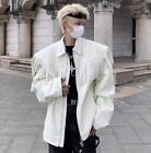 Men's Autumn Fashion Lapel Long Sleeve Loose Fringe Faux Leather Jacket Coats _