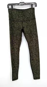 Lululemon Damen grün schwarz Blumenmuster hoher Bund Leggings Jogginghose Größe 10 - Bild 1 von 11