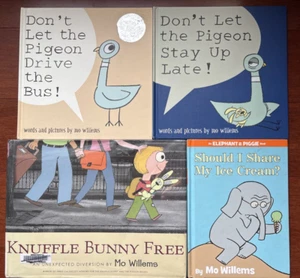 Nice Lot of 4 MO WILLEMS Elephant & Piggie - Pigeon Books Hardcover Set - Picture 1 of 13