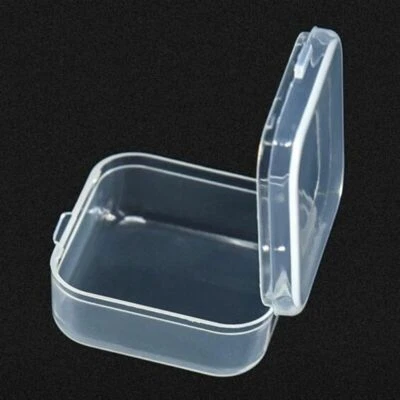 10Pcs Mini Clear Plastic Small Box Hook Jewelry Earplugs Container Storage - Image 1 of 4