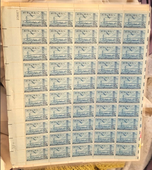 sheet 25 cent Oakland Bay Bridge Air Mail stamps - Image 1 of 1