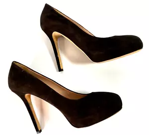 Gaia D’Este Stiletto Pump Size 9 Eu 40 Brown Suede Leather Made In Italy Hi-Heel - Picture 1 of 9