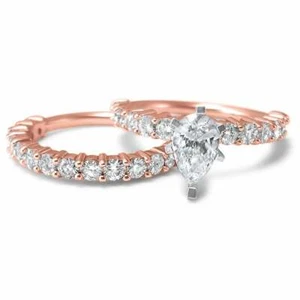 2.5ct Simulated Diamond Bridal Set Solitaire Ring Rose Gold Plated - Picture 1 of 7