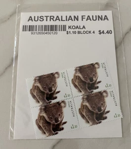 Estampilla de koala postal de Australia bloque de $1 de 4 estampillas - Imagen 1 de 3